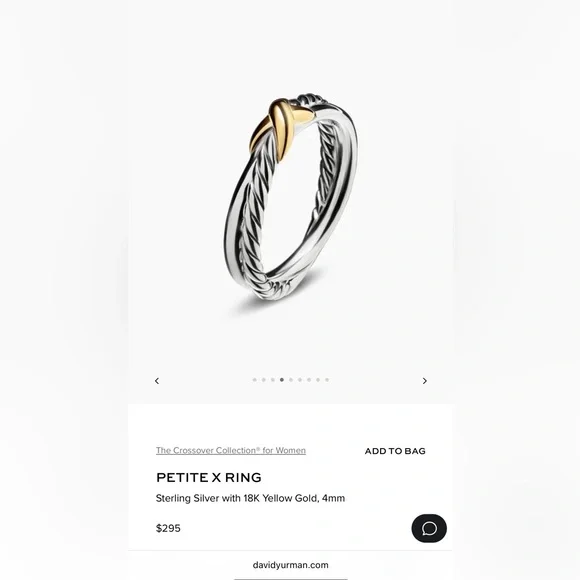 David Yurman Silver and Gold Crossover Ring - Picture 2 of 6